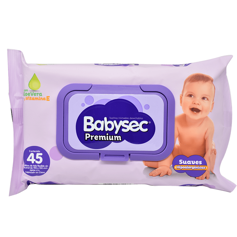 TOALLITA BABYSEC 45UNI MORADA CON TAPA